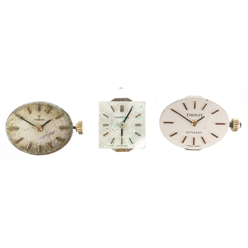 3560 - Antique and later ladies wristwatch movements including Tissot, Trebex and Omega.