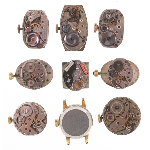 3560 - Antique and later ladies wristwatch movements including Tissot, Trebex and Omega.