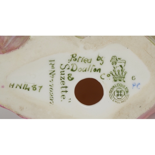 592 - A Royal Doulton figurine Suzette HN1487 together with two Nao figurines and a Rosenthal figure group... 