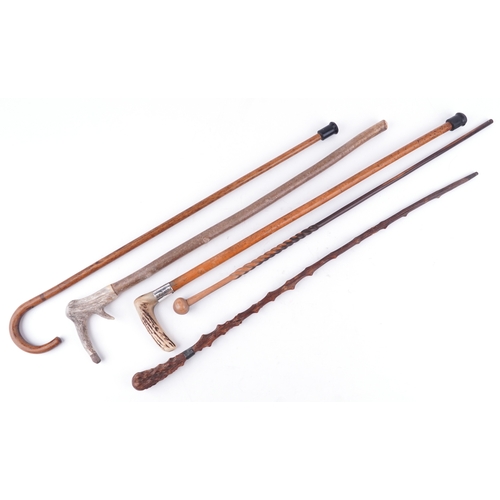 419 - A Victorian malacca walking stick with horn handle and silver collar presented to Jacob Wood, Detect... 