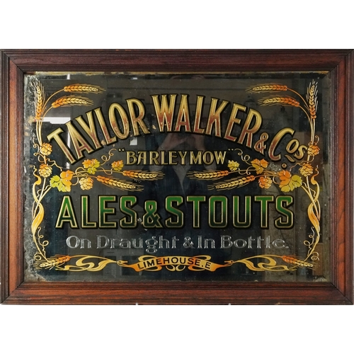 1345 - An early 20th century Taylor Walker & Co. 'Barley Mow' advertising wall mirror within an oak frame, ... 