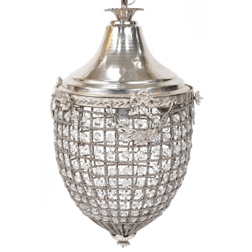 2169 - A modern silvered metal ceiling light, H-60cm.