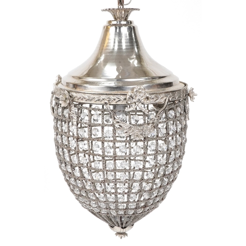 2169 - A modern silvered metal ceiling light, H-60cm.