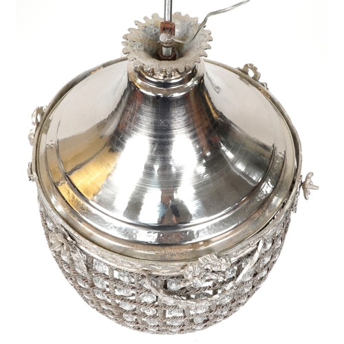 2169 - A modern silvered metal ceiling light, H-60cm.