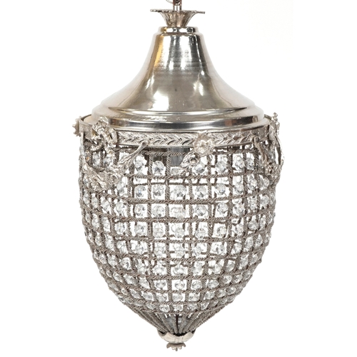 2169 - A modern silvered metal ceiling light, H-60cm.