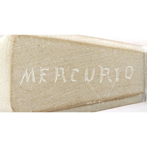 80 - A set of three lava cameo writing instruments comprising two pencils and letter opener carved with c... 