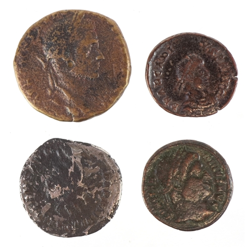 1106 - A Roman Philip I AD244-247 silver Antoninianus, 21.5mm in diameter, 3.3g together with eight bronze ... 