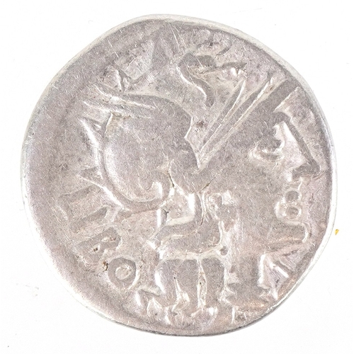 1075 - A Roman Republic circa 148BC Quintus Marcius Libo silver denarius, helmeted head of Roma facing righ... 