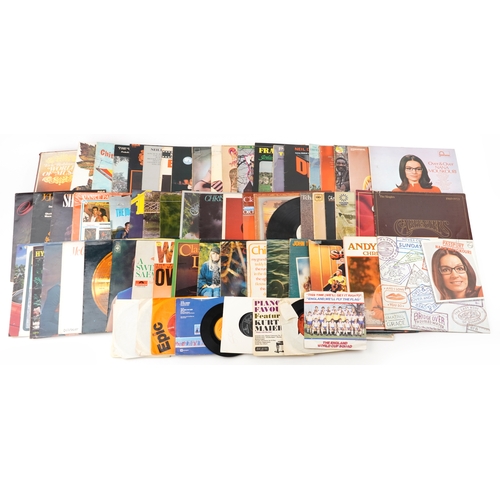 A collection LP vinyl records including The Carpenters and Neil Diamond ...