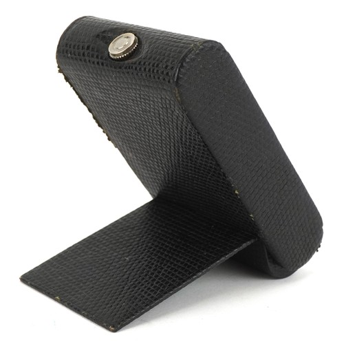 21 - Jager, an Art Deco eight day travel clock with leather case, 10cm in length.