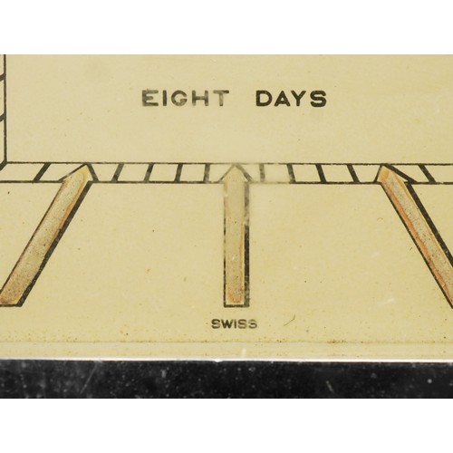 21 - Jager, an Art Deco eight day travel clock with leather case, 10cm in length.