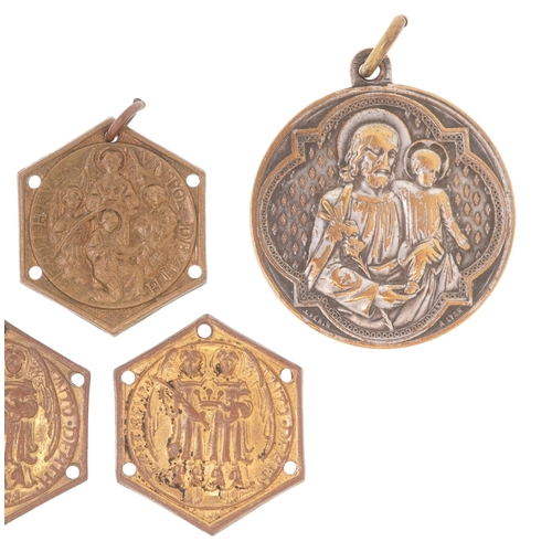 1837 - Seven ecclesiastical metal medallions, the largest 3.2cm in dameter.