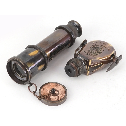 1760 - A naval interest telescope and monocular, the telescope 39cm in length.