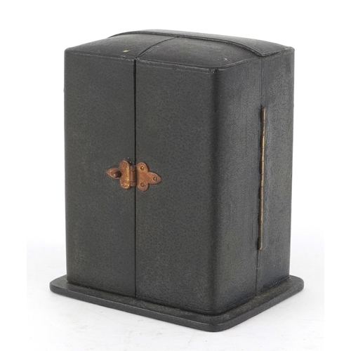 24 - Zenith, An Art Deco brass cased Zenith eight day alarm clock with leather travel case, the clock 9cm... 