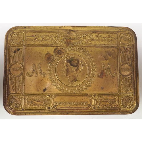 2803 - British militaria including a Christmas 1914 Mary tin, button cleaning tool and trench art, the larg... 