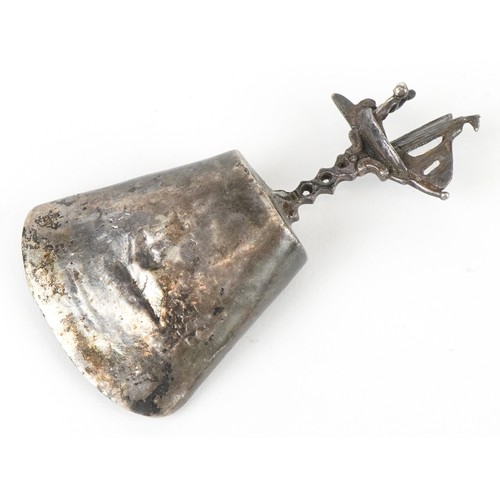 3641 - Antique and later silver comprising two twin handled trophies, a Dutch caddy spoon and set of 830 gr... 