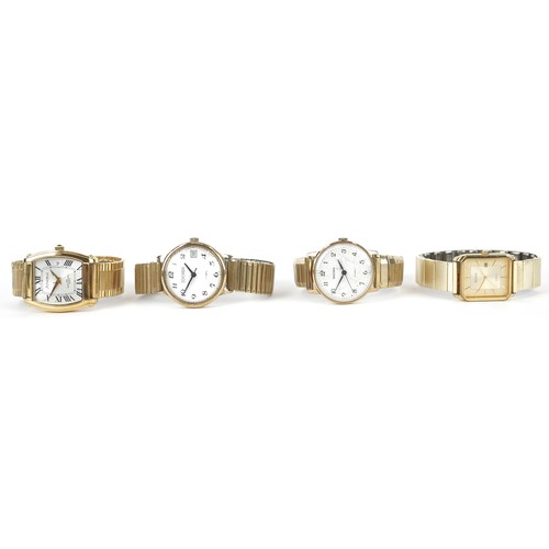 3369 - Four vintage gold plated wristwatches comprising Sekonda, Amadeus and Accurist.