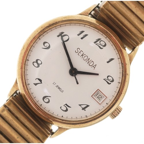 3369 - Four vintage gold plated wristwatches comprising Sekonda, Amadeus and Accurist.