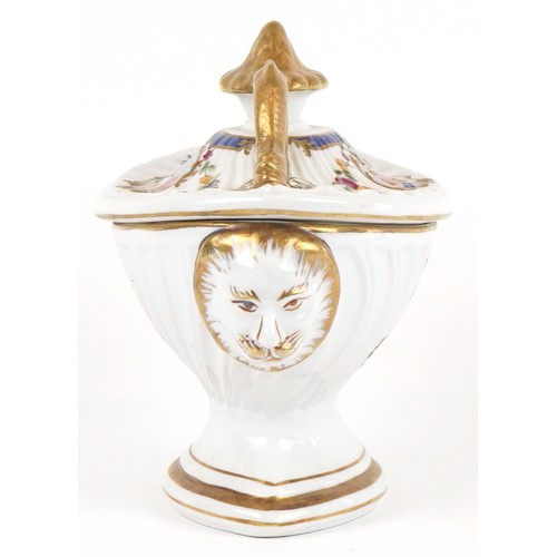 1704 - A Sèvres style continental porcelain pedestal tureen hand painted with panels of Putti and decorated... 