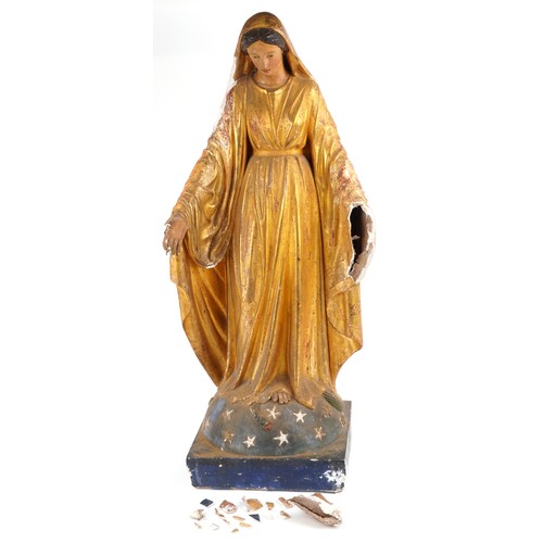 578A - An early 20th century plaster floor standing study of the Virgin Mary, 115cm high.