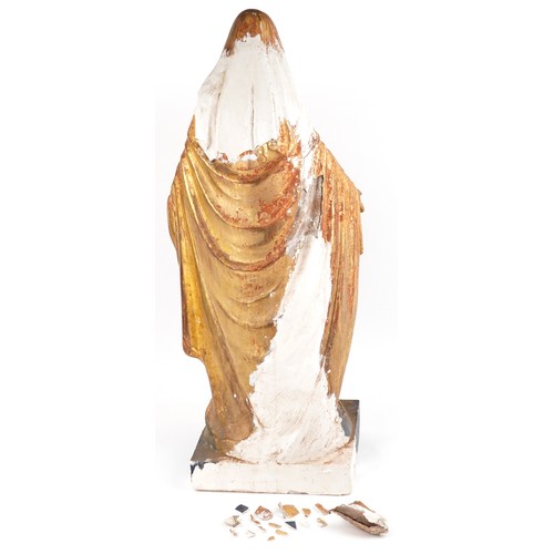578A - An early 20th century plaster floor standing study of the Virgin Mary, 115cm high.
