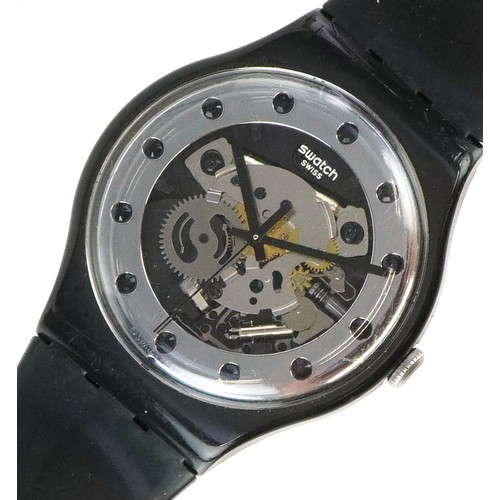 Swatch, a gentlemen's quartz skeleton wristwatch number SR1130SW