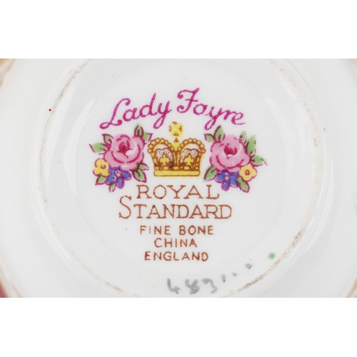 653 - A Royal Standard Lady Fayre patterned six place coffee service, the coffee pot 18cm high