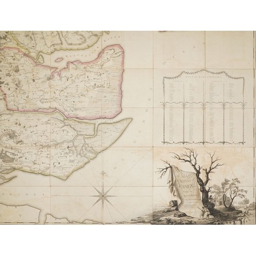 1317 - A large 18th century linen backed map of Essex by John Chapman and Peter André dated 1777, in four p... 