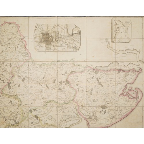 1317 - A large 18th century linen backed map of Essex by John Chapman and Peter André dated 1777, in four p... 