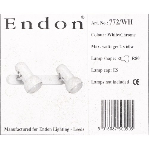 1876 - Four as new Endon white and chrome spotlights, 36cm in length.