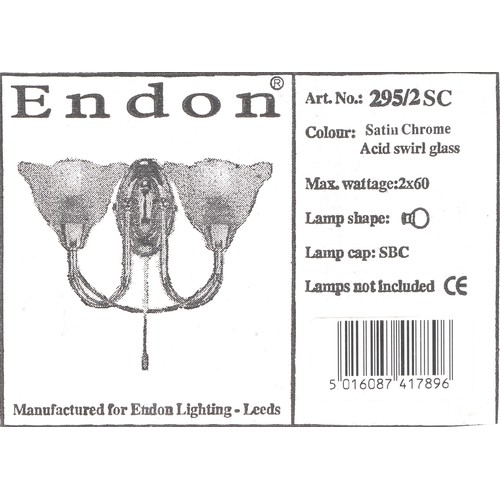 1878 - Three as new Endon glass and chrome wall lights.