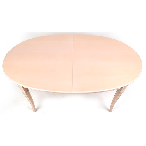 2175 - A modern suite of pink painted dining room furniture comprising a side cabinet, corner cabinet, tabl... 