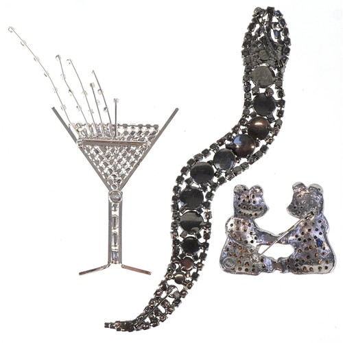 3556 - Butler & Wilson brooches including a cocktail and a serpent, the largest 17cm in length, total 62.9g... 