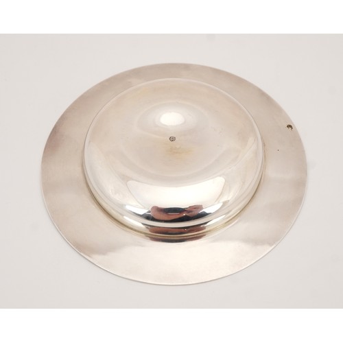 3607A - Tessiers Ltd, a circular silver Armada dish, London 1987, 9.5cm in diameter, 58.5g, with box