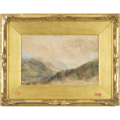  John Henry Williams - Nantfranchon Pass, 19th century British school watercolour on paper, framed an... 