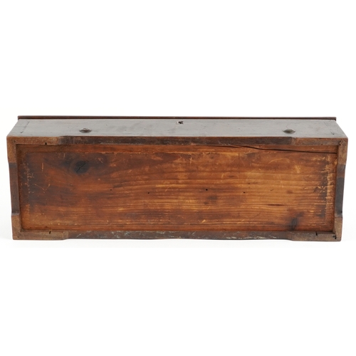 45 - A late 19th century Swiss rosewood and boxwood line inlaid cased cylinder music box, 13cm H x 53cm W... 
