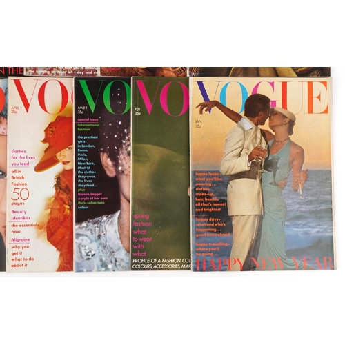  Vogue magazines, a complete run of the the year 1974.