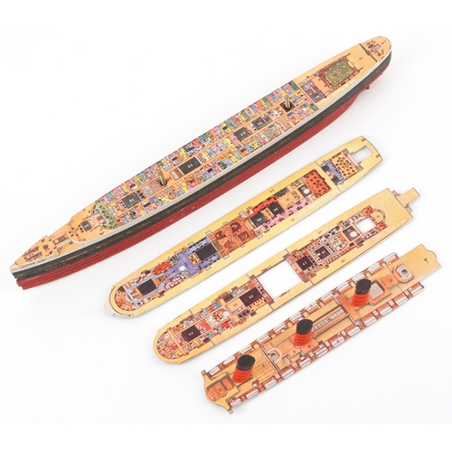  A Chad Valley unique 'Take to Pieces' model of R.M.S. Queen Mary from original designs by G. H. Davi... 