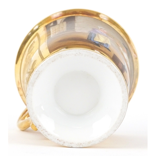  A 19th century French porcelain cabinet cup and saucer by Darte Frères with gilded and hand painted ... 