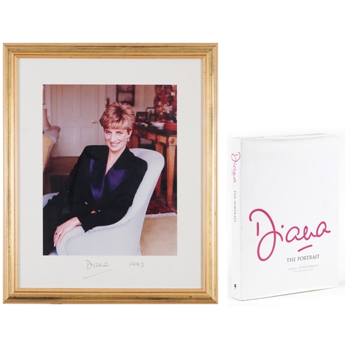 638 - A signed colour photograph of Diana, Princess of Wales dated 1993, within a gilt frame, 39cm x 30cm ... 