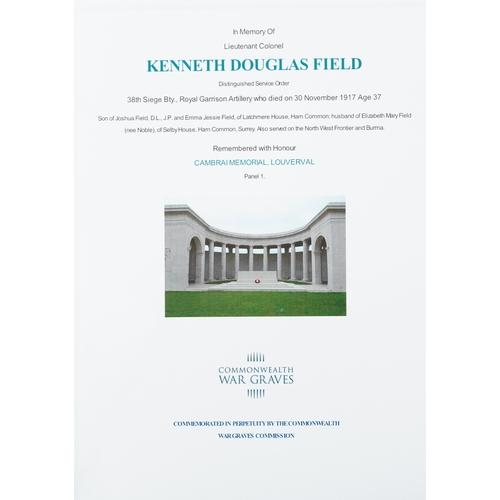 729 - A military interest embroidered Royal Artillery officer's full dress sabretache, a matching dress be... 