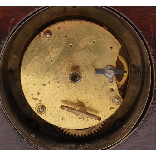154 - Three Edwardian mahogany mantle clocks, each having a white enamelled dial and black Roman numerals,... 