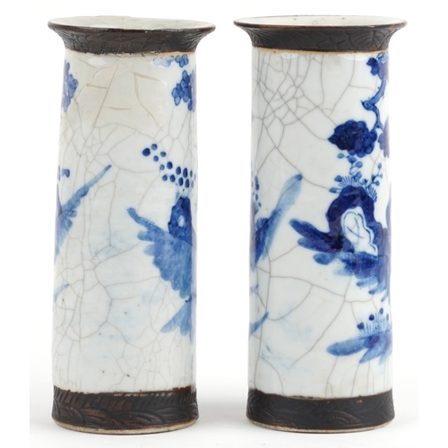 168 - Two Chinese blue and white porcelain vases, each hand painted with figures, character marks to the b... 