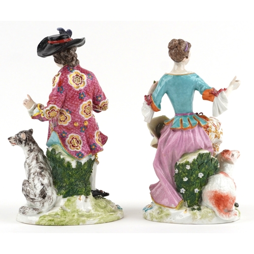 42 - Two early porcelain figures of a shepherd and shepherdess, the largest 28cm high.