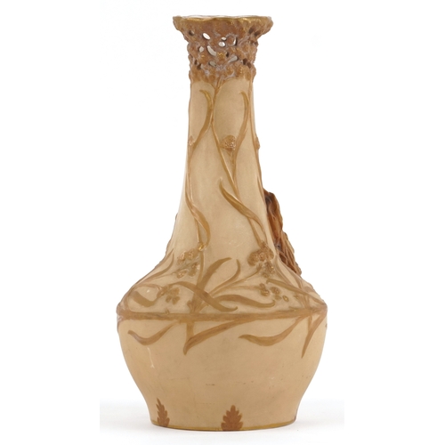 20 - A Turn Wien Austrian Art Nouveau porcelain vase moulded in relief with a maiden, 30cm high.