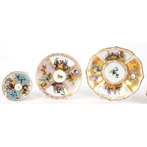 40 - 19th century Meissen style porcelain including diminutive coffee cups and saucers, each hand painted... 