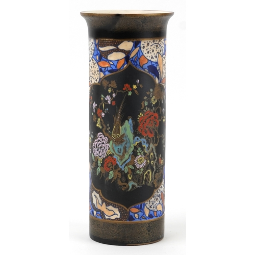193 - Charlotte Rhead for Bursley Ware, an Art Deco pottery vase having hand painted chinoiserie cartouche... 