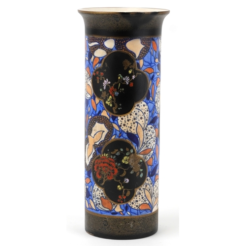 193 - Charlotte Rhead for Bursley Ware, an Art Deco pottery vase having hand painted chinoiserie cartouche... 
