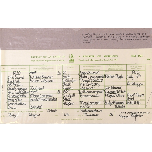 703 - A British military World War I medal trio awarded to 1857 PTE. John Shearer 6th Battalion High & Lig... 