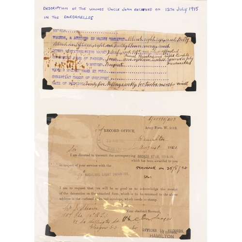 703 - A British military World War I medal trio awarded to 1857 PTE. John Shearer 6th Battalion High & Lig... 